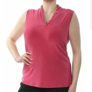 NWT Anne Klein Pink Pleated Surplice Top